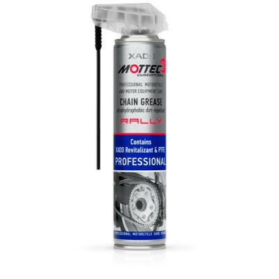 Mottec Chain Grease Rally providing durable lubrication and protection for motorcycle chains in rally conditions
