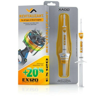XADO EX120 Revitalizant for Diesel Engine restoring worn metal, reducing friction, and extending service life